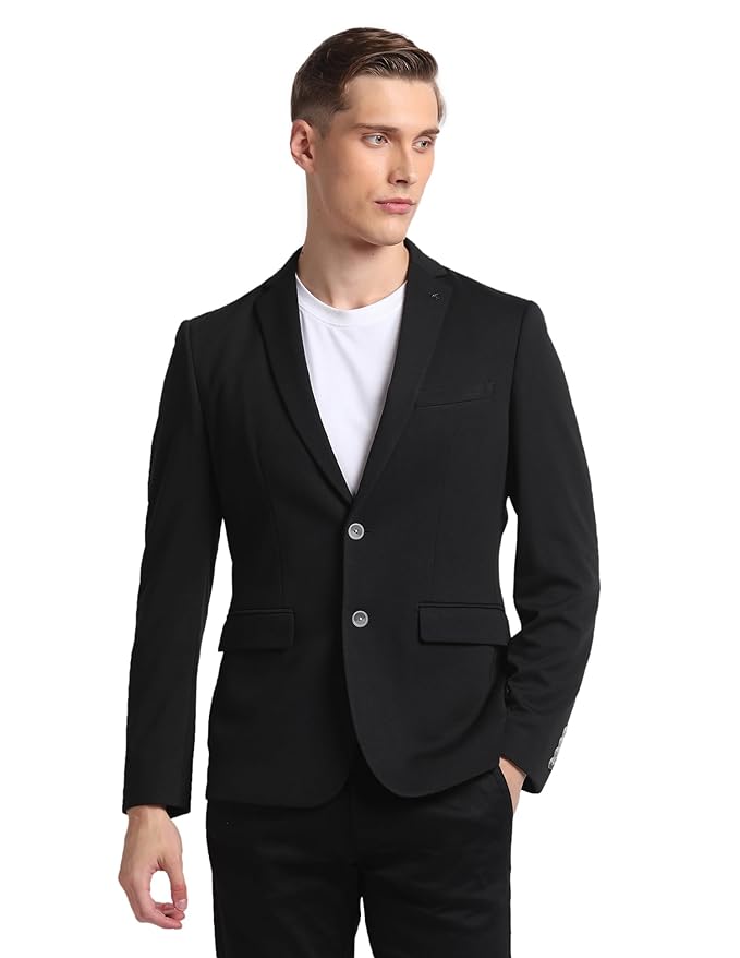 Men Solid Single Breasted Casual Blazer