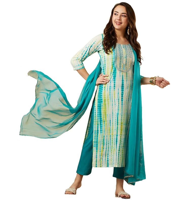 Women's Cotton Kurta with Pant & Dupatta