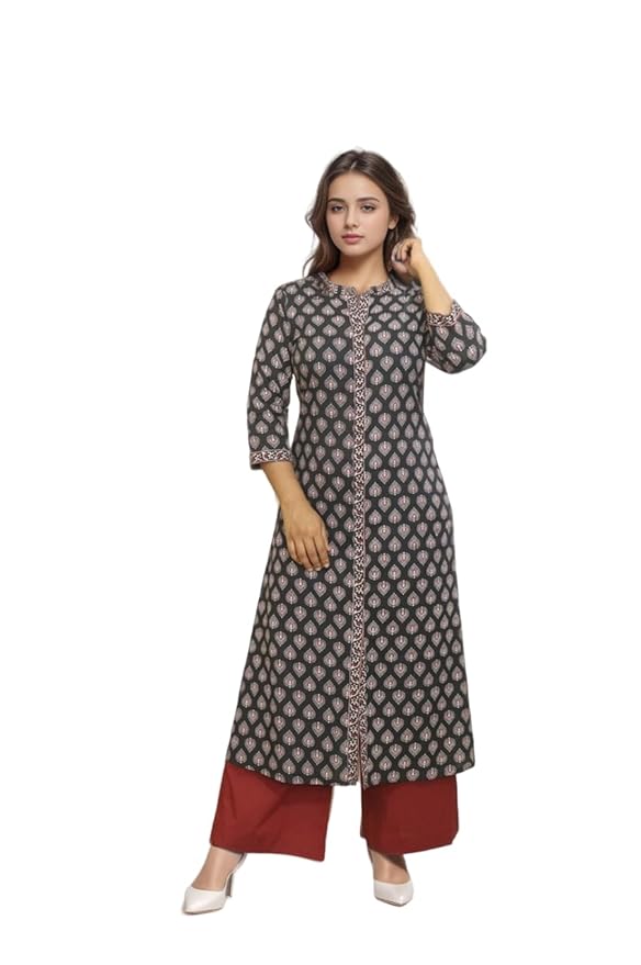 Women'S Cotton Kurti A-Line Black